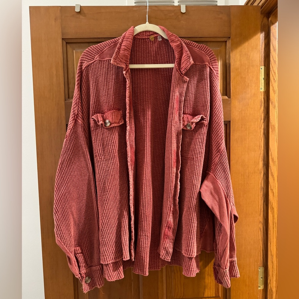 Free People waffle Henley top, size L